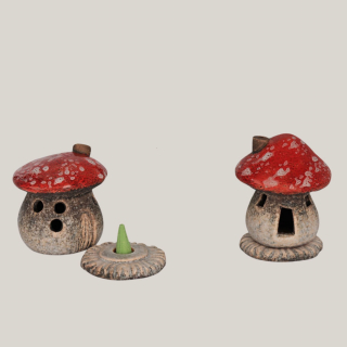 Keramik-Räucherpilz – Fliegenpilz Deko 11,3 cm für Räucherkerzen