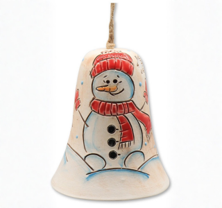 Keramik-Glocke Schneemann – Winterdeko 10 cm zum Hängen