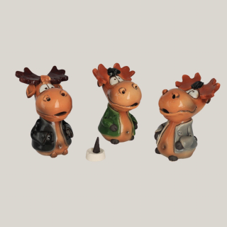 Räucherfigur Elch aus Keramik – 14 cm, 3 Varianten