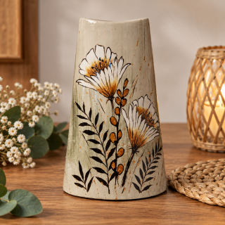Schmale Keramik Vase mit Wiesenblumen