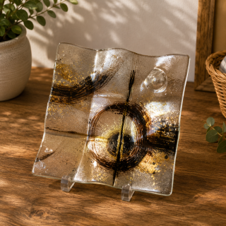 Edle Glasplatte mit Goldakzenten