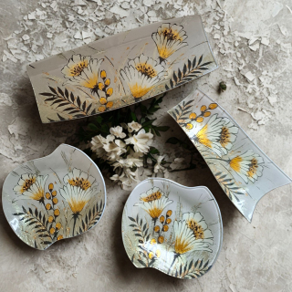 Elegantes Glasset mit Wiesenblumen | Handdekor Design
