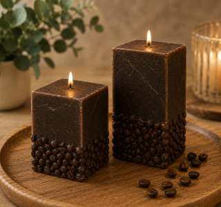 Kaffee-Kerzen Set mit Kaffeebohnen – Duftkerzen 2er Set
