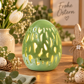 Tiziano Home Design- Keramik Ei Galeno mit LED-Grün