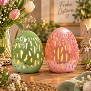 Tiziano Home Design- Keramik Ei Galeno mit LED-Grün