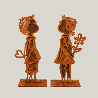 Metall Junge/Mädchen Deko – Rostfarbene Figur 19 cm