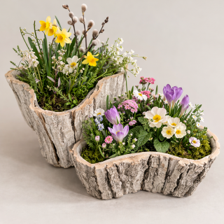 Dreieckige Pflanzschale Weiß mit Folie – in 2 Größen