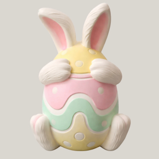 Osterhase aus Gips – 9 cm × 6,5 cm weiß