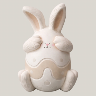 Osterhase aus Gips – 9 cm × 6,5 cm weiß