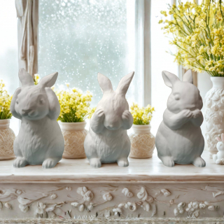 Osterhasen aus Gips – 3 Varianten, 10–11 cm