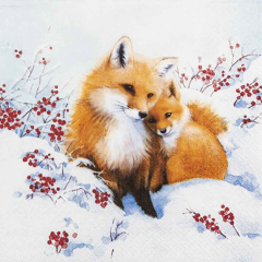 Servietten Familie Fuchs – 33x33 cm, 3-lagig, 20 Stück