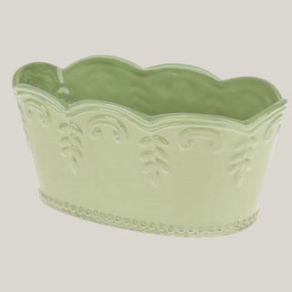 Keramik Jardiniere Grün 23,5 cm – Frühlingsdeko Pflanzgefäß