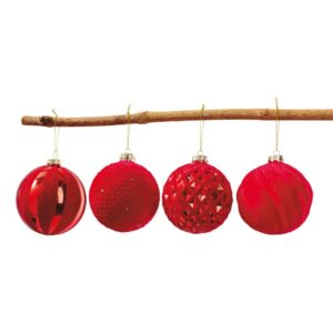 Elegante rote Kugeln 10 cm Weihnachten – Samt & Deko-Set