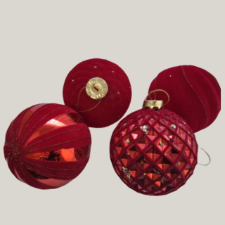 Elegante rote Kugeln 10 cm Weihnachten – Samt & Deko-Set
