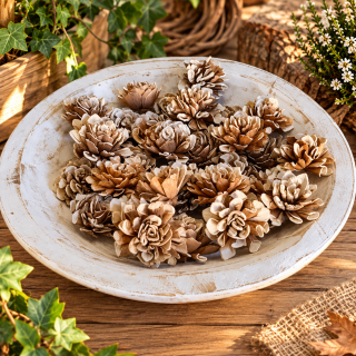 Sola Holzblumen Dahlie – Naturdeko 5er Set Ø ca. 6 cm