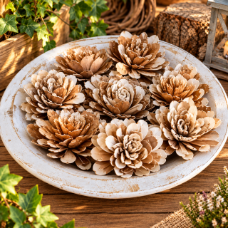 Sola Holzblumen Dahlie – Naturdeko 5er Set Ø ca. 6 cm