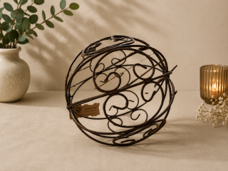 Metallkugel Rostoptik 14,5 cm – Gartendeko Ornament