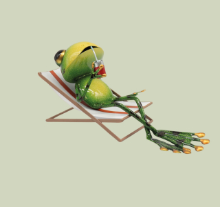 Frosch Charly Metall 13,5 cm – Dekofigur Liegestuhl