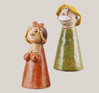 Zaunfigur Hilde & Hans Keramik 20 cm – lustige Gartendeko