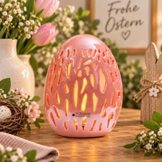 Tiziano Home Design- Keramik Ei Galeno mit LED-Rosa