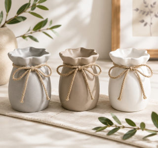 Handgefertigte Gipsvase 12,2 cm – Moderne Vase in Wunschfarbe