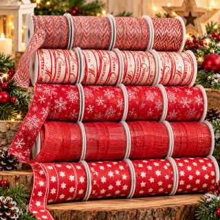 Weihnachtliches Geschenkband Rot – 10 mm x 3 m