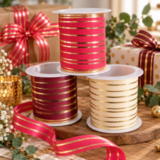 Geschenkband 1 cm x 30 m: Rot, Bordeaux oder Creme
