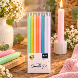 Pastell Kerzen mehrfarbig 10 cm – 24 Stück als Set