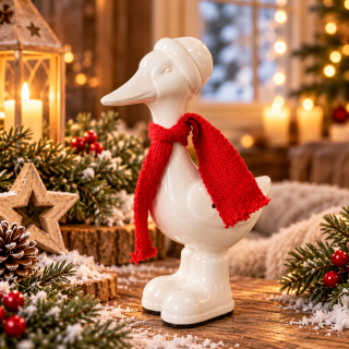 Tiziano Deko Gans Pato mit Mütze und rotem Schal – 15 oder 18 cm