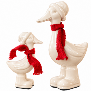 Tiziano Deko Gans Pato mit Mütze und rotem Schal – 15 oder 18 cm