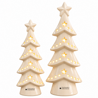 Tiziano LED Dekobaum Medora mit Timer – Creme – 24 oder 32 cm