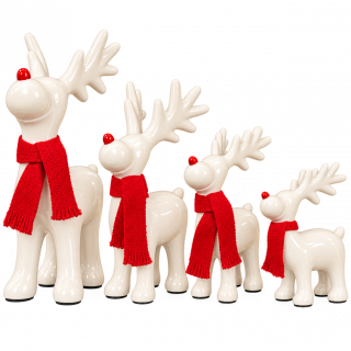 Tiziano Rentier Rudolph creme/rot mit Schal – 16, 21, 26 oder 32 cm