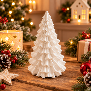 Handgefertigter Tannenbaum aus Gips – 9 cm – Weihnachtsdeko in Weiß oder Gold