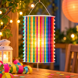 Zuglaterne 16 cm mit bunten Streifen – Laterne für Kinder