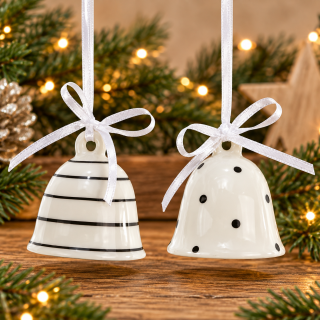 Keramik Glöckchen Black and White – Weihnachtsdeko