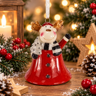 Keramik Glocke "Christmas Elk" – Weihnachtsbaum Dekoration