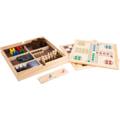 9 in 1 Spielesammlung Holzbox – Brett- und Würfelspiele