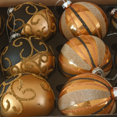 Glaskugel Black and Gold 8 cm | Weihnachtsdeko Luxus