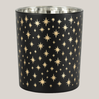 Teelicht Sternchen schwarz/gold – festliche Deko
