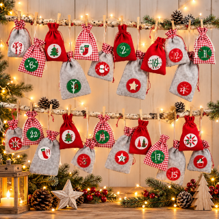 Adventskalender Stoffbeutel Set zum Selbstbefüllen