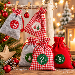 Adventskalender Stoffbeutel Set zum Selbstbefüllen