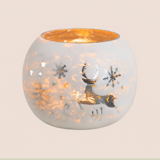 Windlicht Winterlandschaft – Weiß & Gold für Deko!