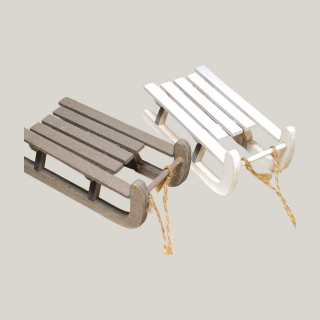 Holz Schlitten 2er Set – Deko in Weiß & Braun zu Weihnachten