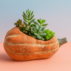 Beton Pflanzschale Kürbis – Herbstdeko braun/orange