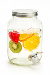 Getränkespender "Summertime" aus Glas – 4L mit Zapfhahn und Schraubdeckel