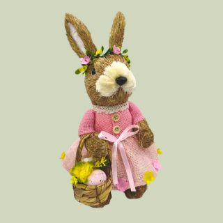 Hasendame "Lady Bunny" – Dekorative Strohfigur, 28 cm