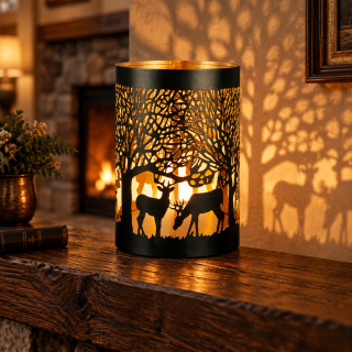 Metall Windlicht Scherenschnitt – Gold-Schwarz Deko