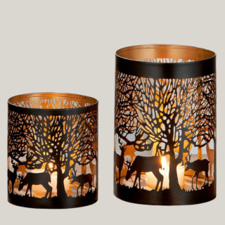 Metall Windlicht Scherenschnitt – Gold-Schwarz Deko